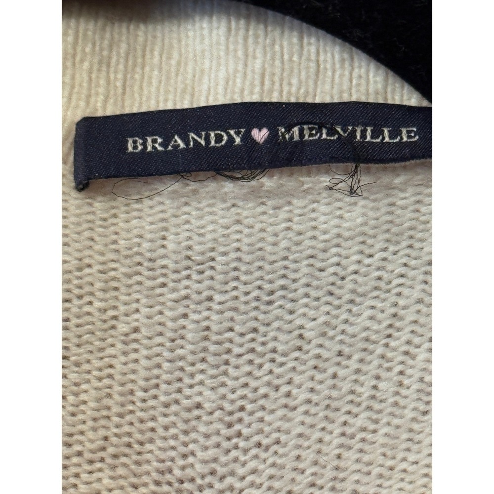 Brandy Melville Cardigan One Size Cream Wool Blend Collared Button Up Preppy - Picture 4 of 7